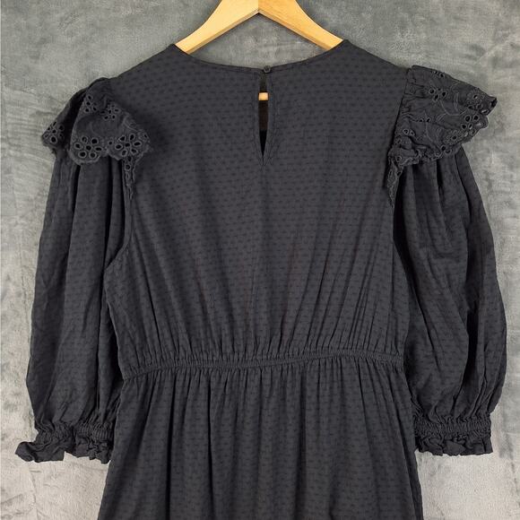 Womens Dress Large Boho Cottagecore Floral Eyelet Ruffle Peasant Hippie Prairie - Picture 7 of 8